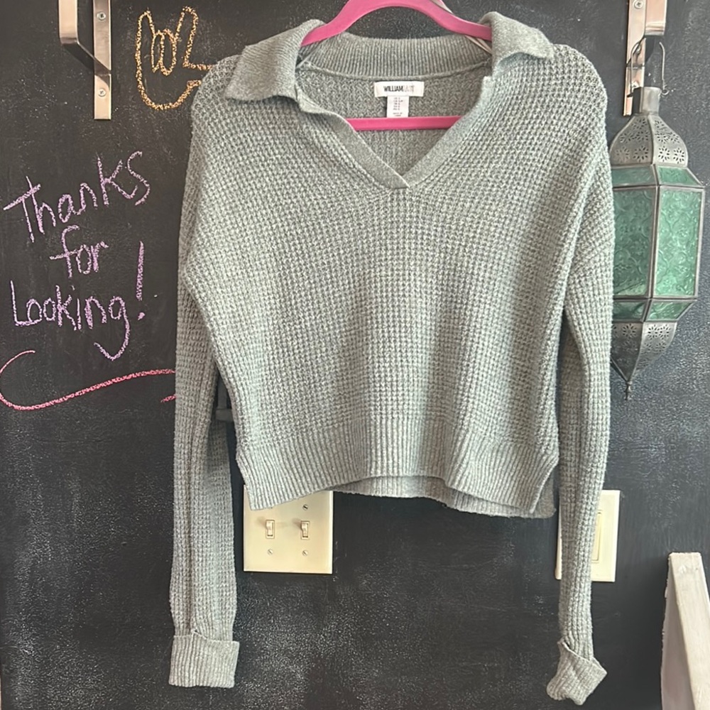 William Rast Light Gray V-Neck Sweater